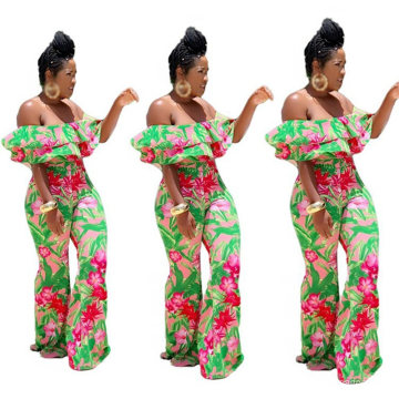 New Arrivals Wholesale Stylish Print One-Shoulder Jumpsuit